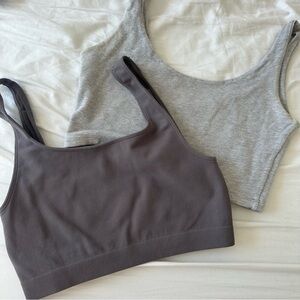 Bundle of 2 Cropped Cami Light Support Bra Top Tank Tops- Sports Bra Alternative